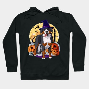 Bernese Mountain Dog Witch Happy Halloween Hoodie